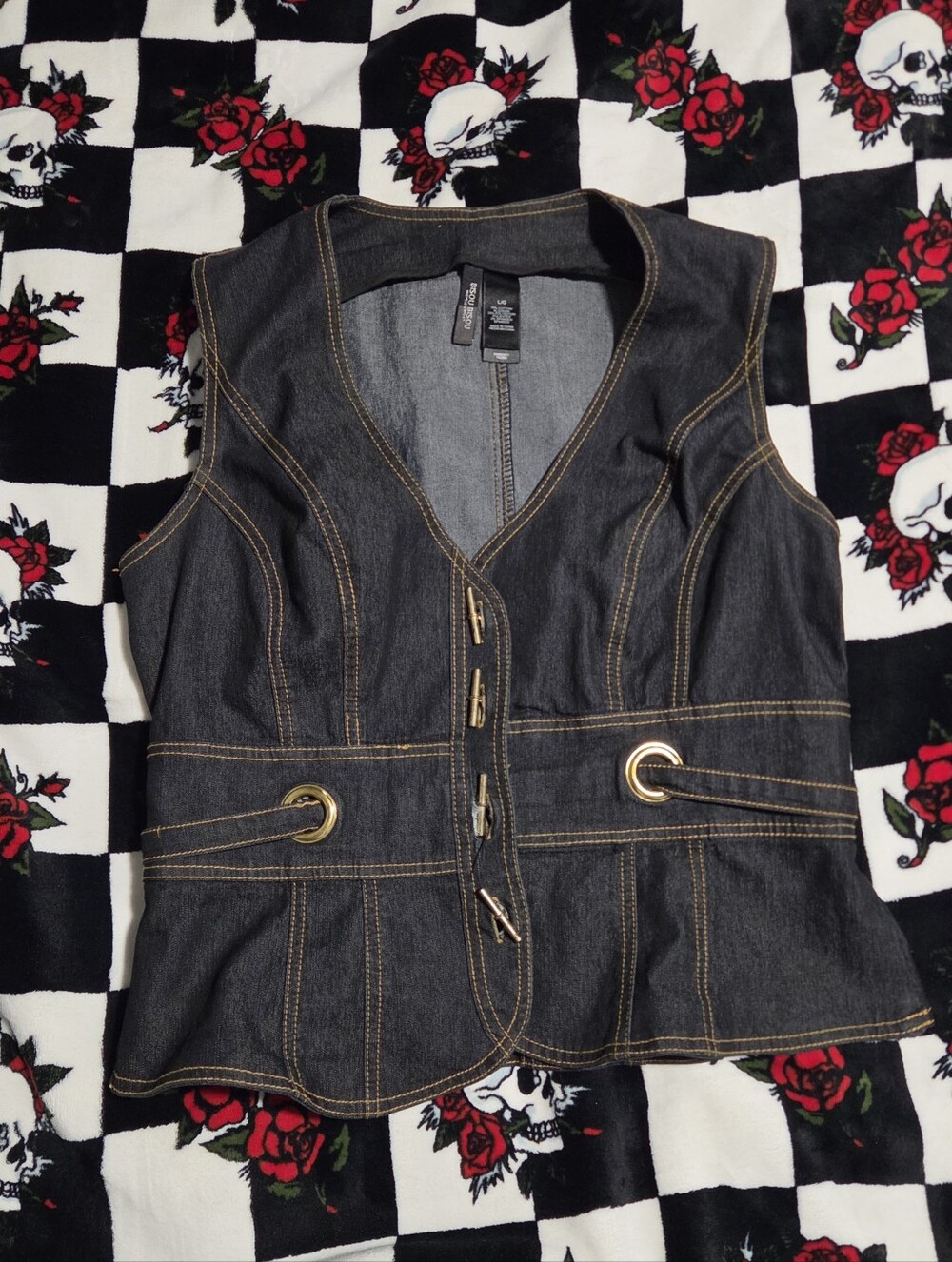 Y2K Bisou Bisou Structured Dark Denim Vest​